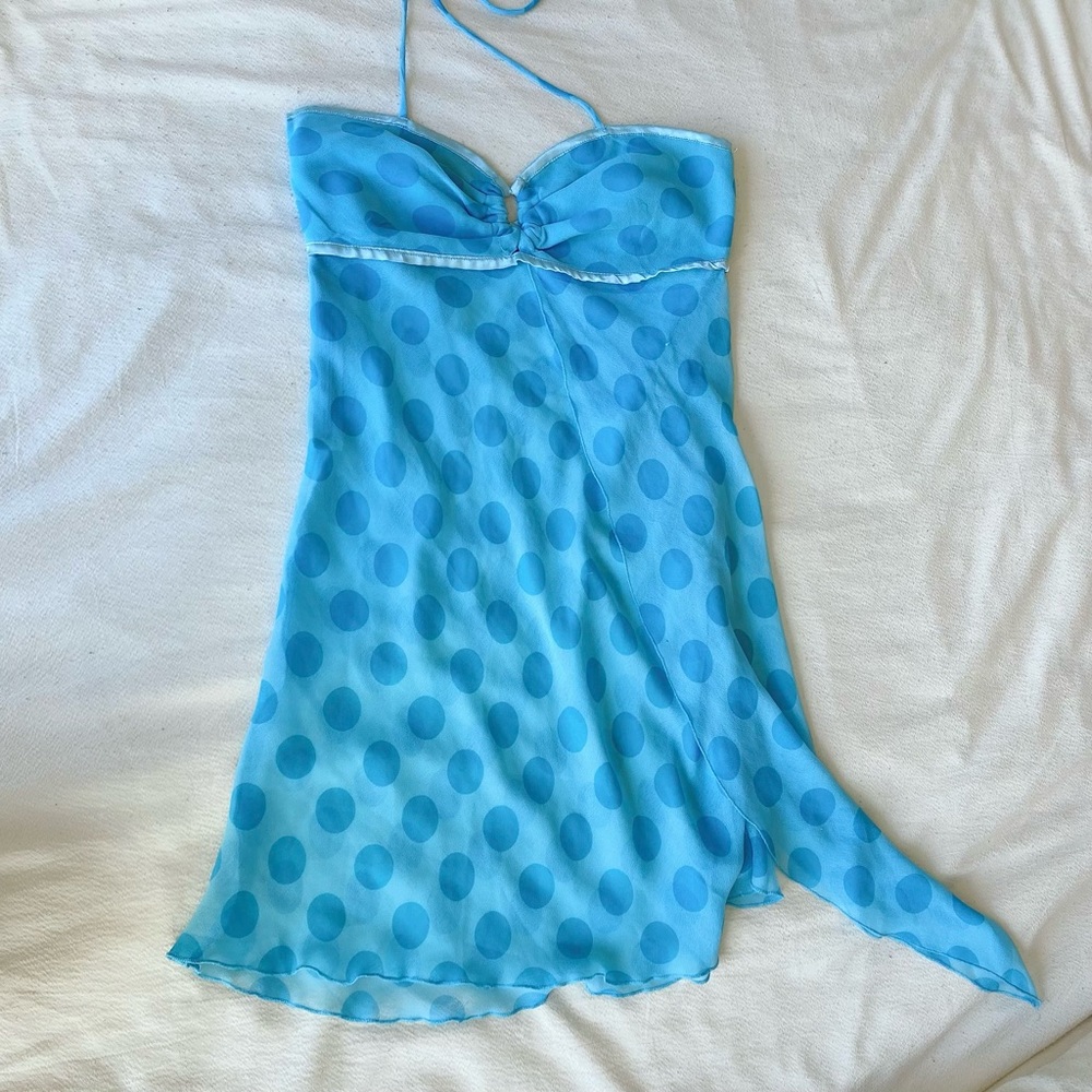 Y2k baby blue Polk a dot babydoll top
